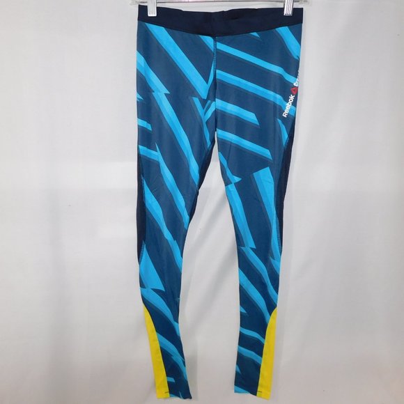 Reebok Crossfit Womens M Blue Yellow Train / Prepare For the Unknowable Tights - Picture 5 of 10